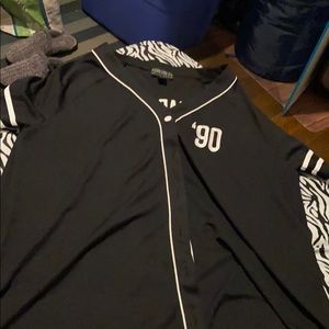 Plus Size Black and White Baseball Jersey- 2X